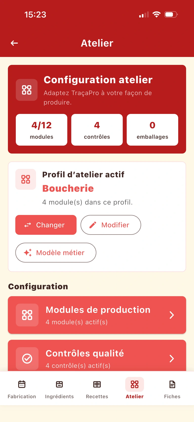 Configuration atelier et contrôles qualité dans TraçaPro